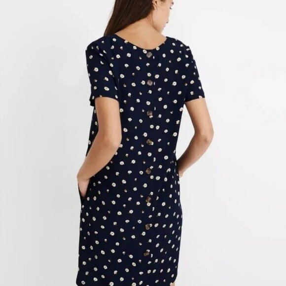 Madewell Navy‎ Blue Button-Back Floral Daisy’s Dress with Pockets Size S - Picture 11 of 11